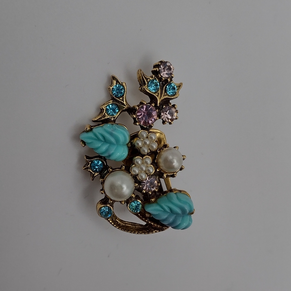 RARE Vintage 1950s Gold Plated Necklace, Bracelet & Clip Earring Set - Florenza - Picture 13 of 16